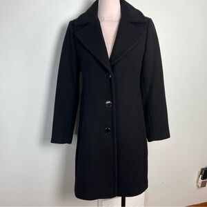 Kate Spade Black Wool Blend Coat Tailored Classic Minimalist Chic Women’s Small